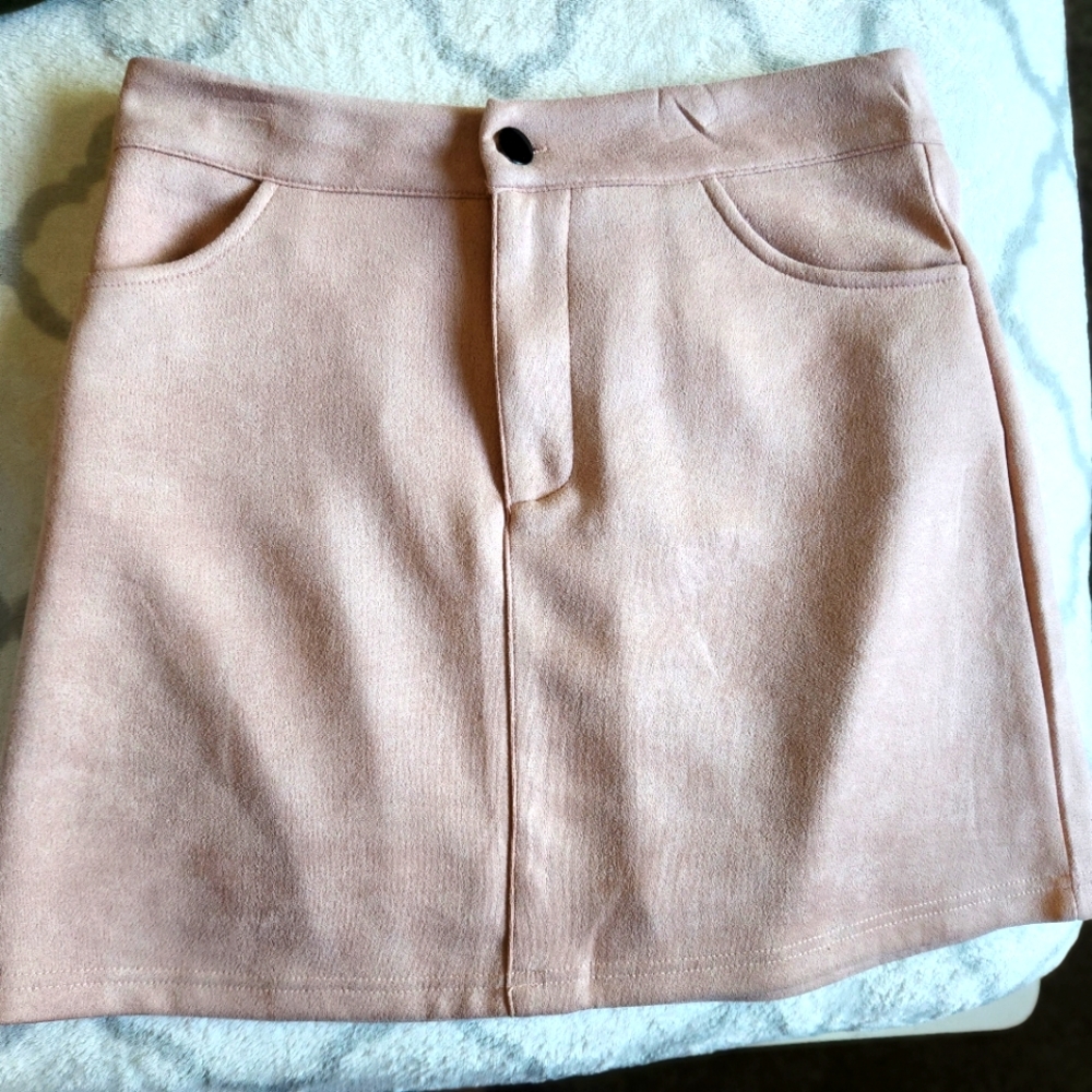 Pink Shein Suede Mini Skirt